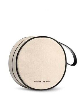 New! Narciso Rodriguez Canvas Round Wristlet Makeup Pouch Cosmetic Case